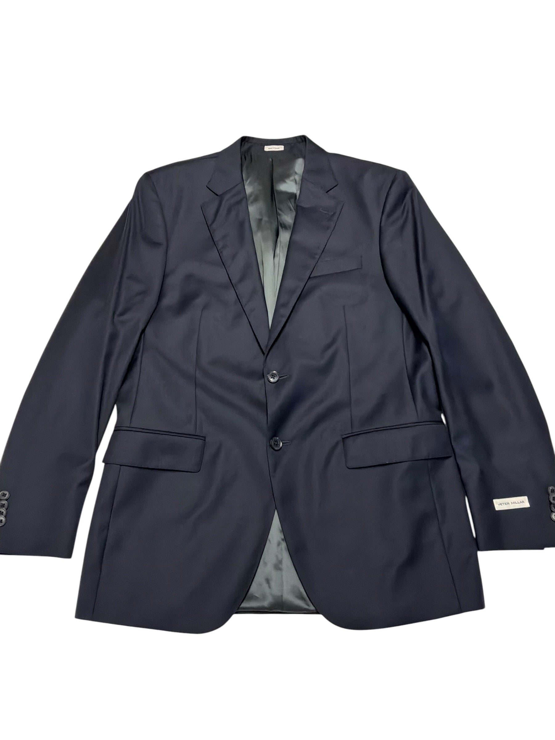 Peter Millar Mens Regular fit Wool Sport Coat Blazer 42 L Navy Blue Solid