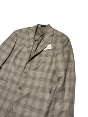 Vince Plaid Slim Fit Unstructured Sport Coat Blazer 38 R Light Brown Plaid