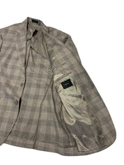 Vince Plaid Slim Fit Unstructured Sport Coat Blazer 38 R Light Brown Plaid