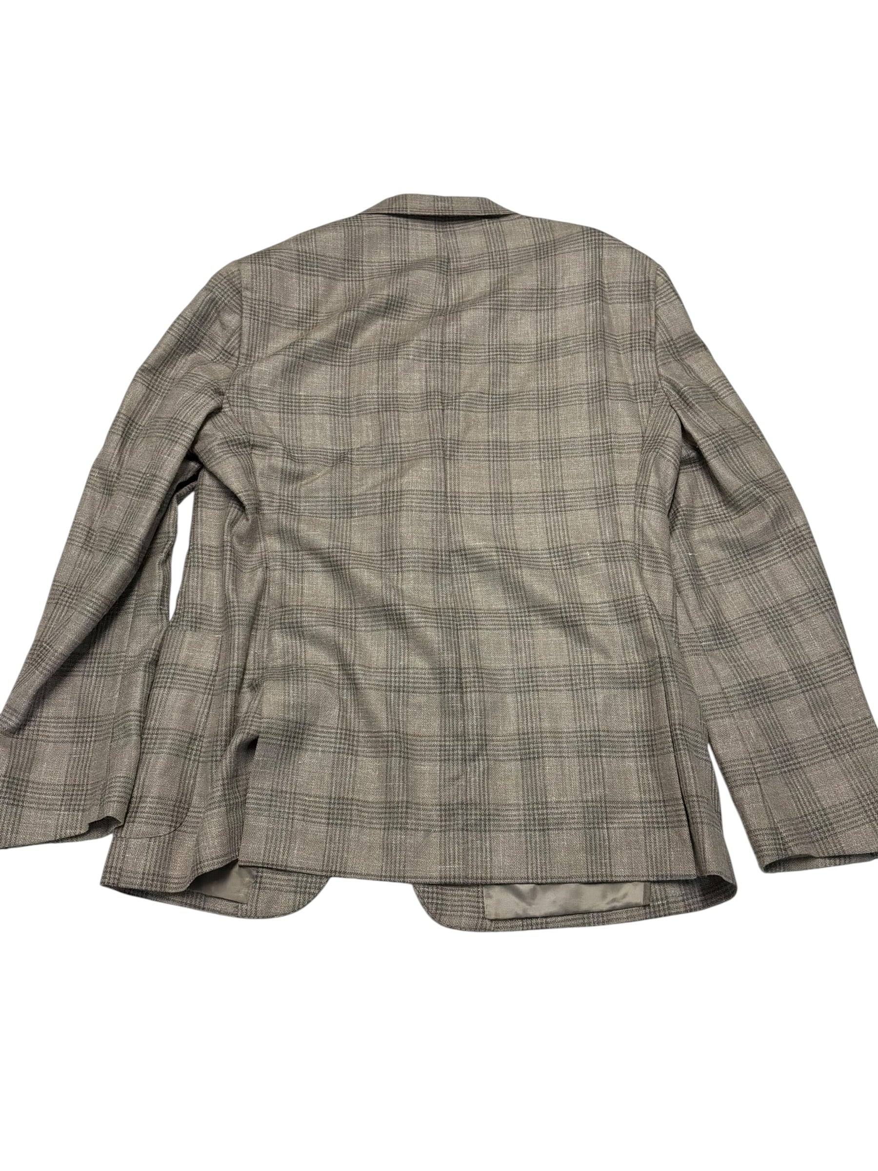 Vince Plaid Slim Fit Unstructured Sport Coat Blazer 42 R Light Brown Plaid