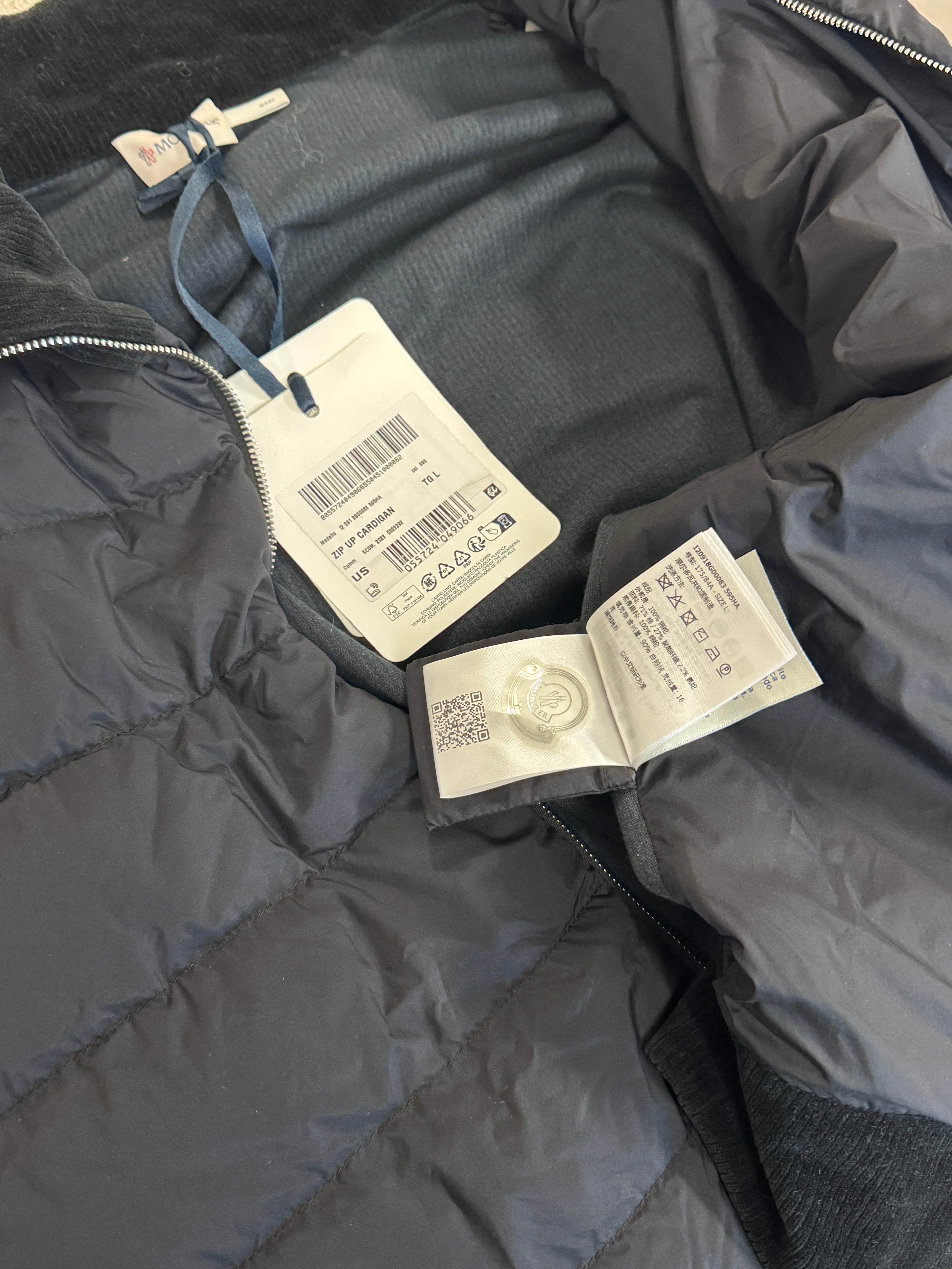 Moncler Men's Padded Zip Up Cardigan Jacket Coat Large Black
