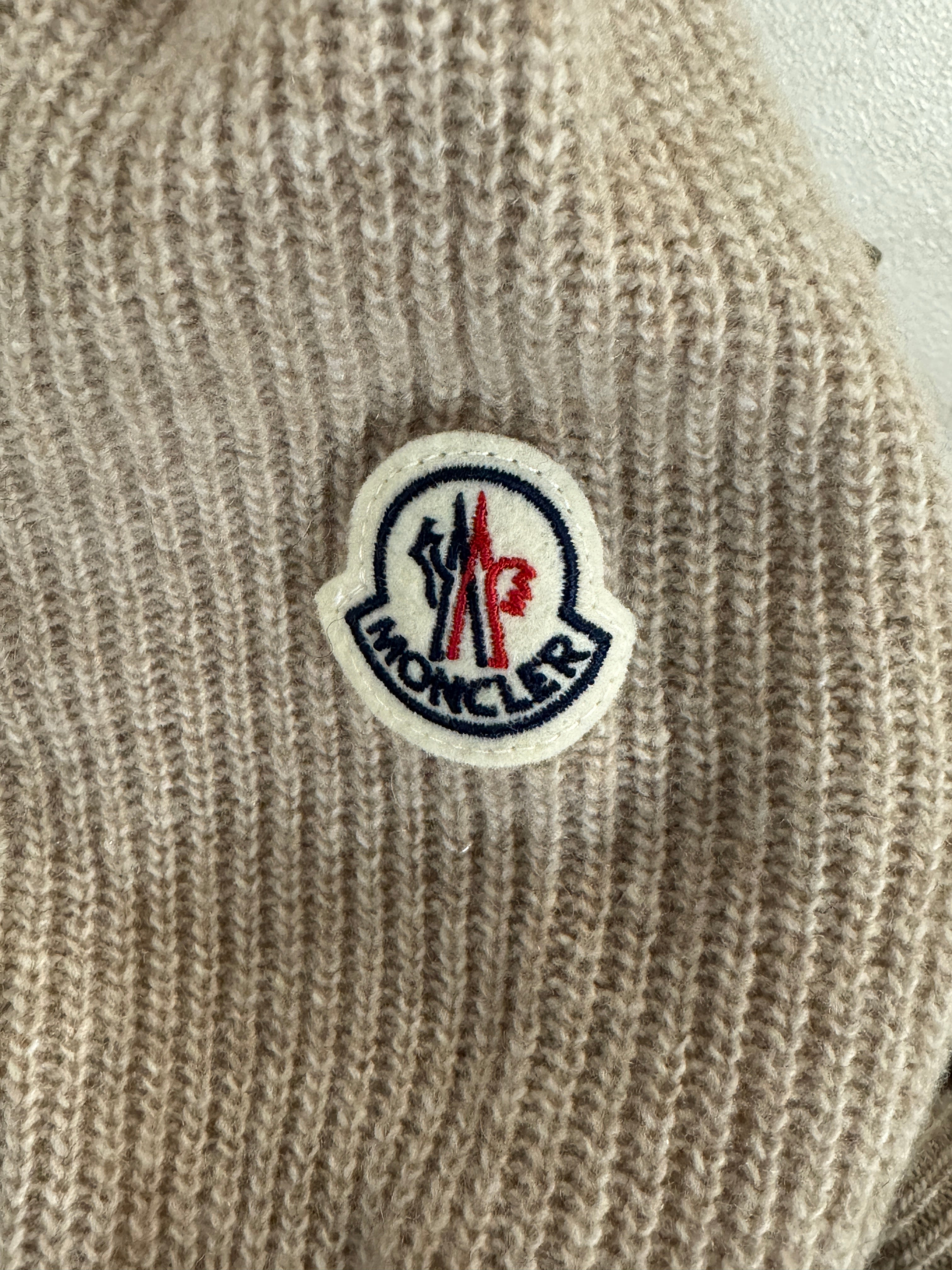 Moncler Mens Crewneck Wool Cashmere Sweater Large Tan