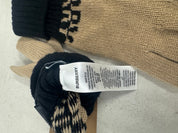 Burberry Womens Logo Intarsia Two Tone Cashmere Gloves Beige Black Medium Large