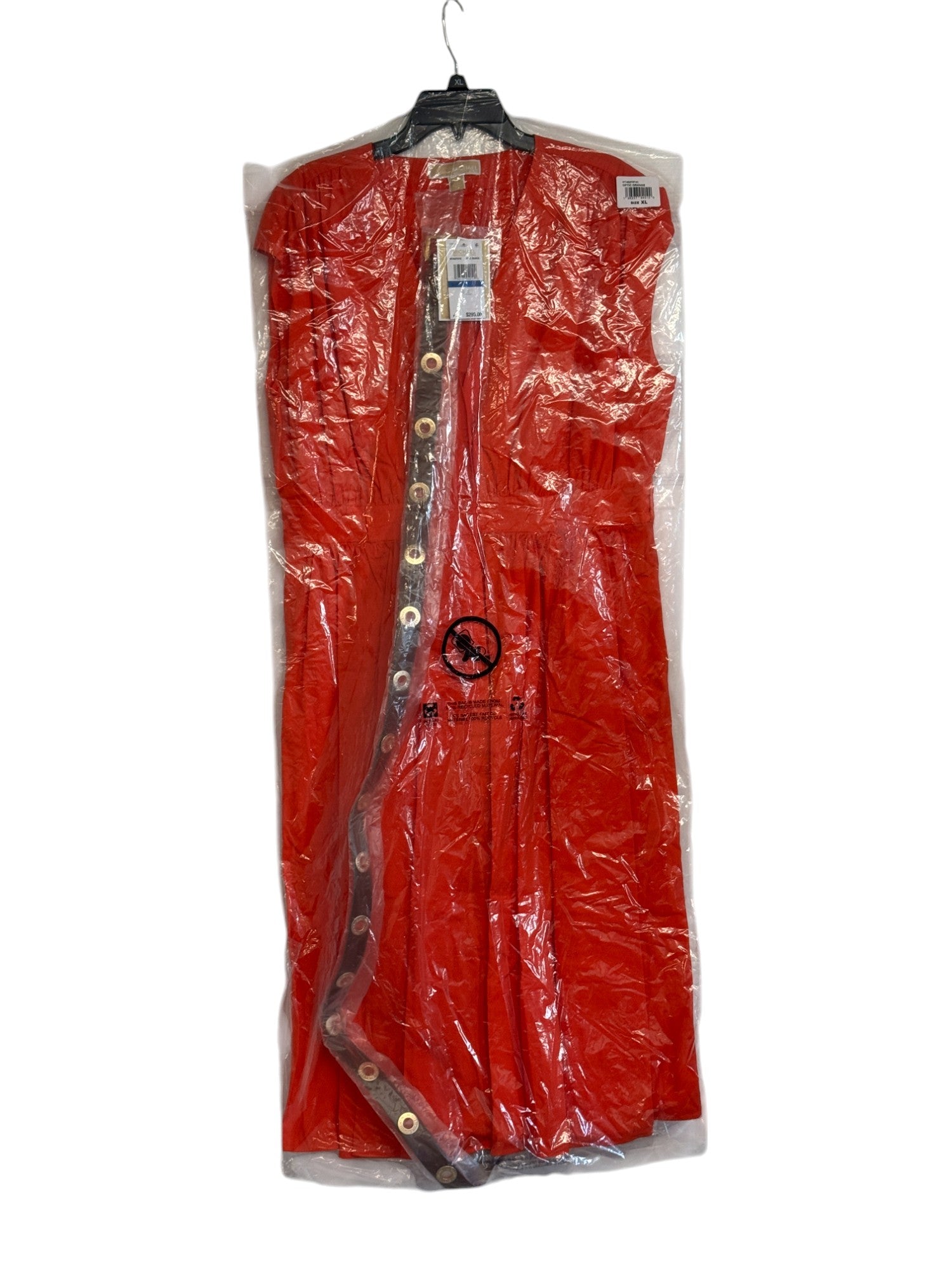 MICHAEL Michael Kors Roller Buckle Midi Dress Medium Orange Belted