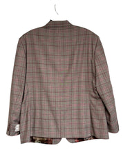 Tayion Collection Mens Classic fit Sport Coat Blazer 50 R Grey / Cranberry Plaid