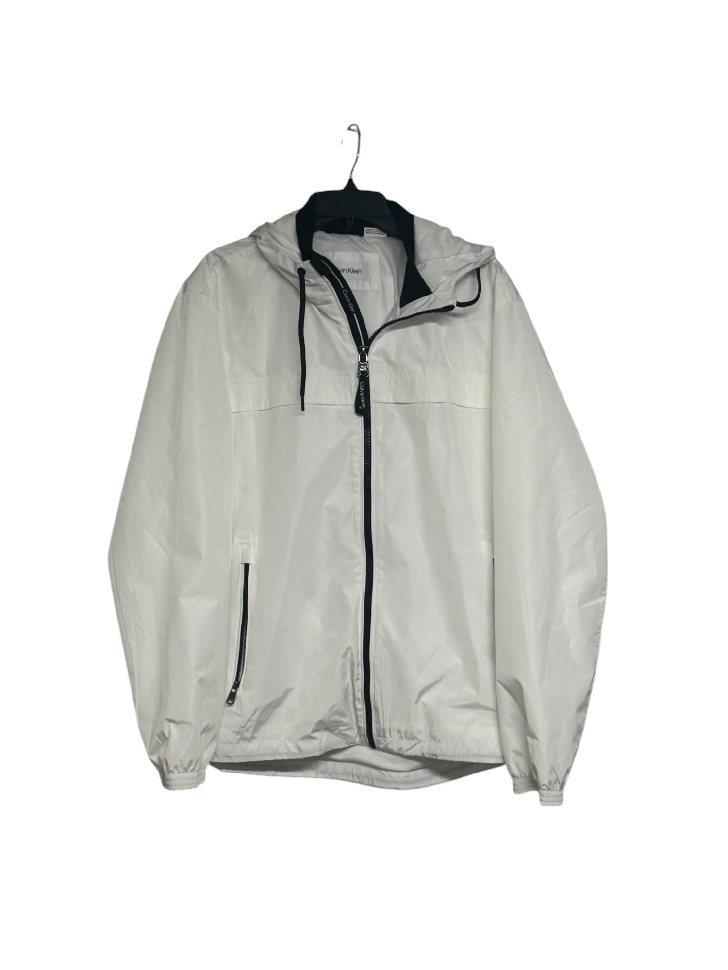 Calvin Klein Mens Full Zip Hooded Windbreaker Jacket XL White