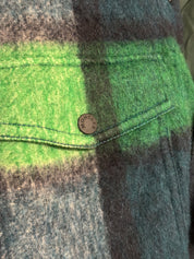 Moncler Mens Grenoble Waier Shirt Jacket Size 4 / L Green Plaid Wool