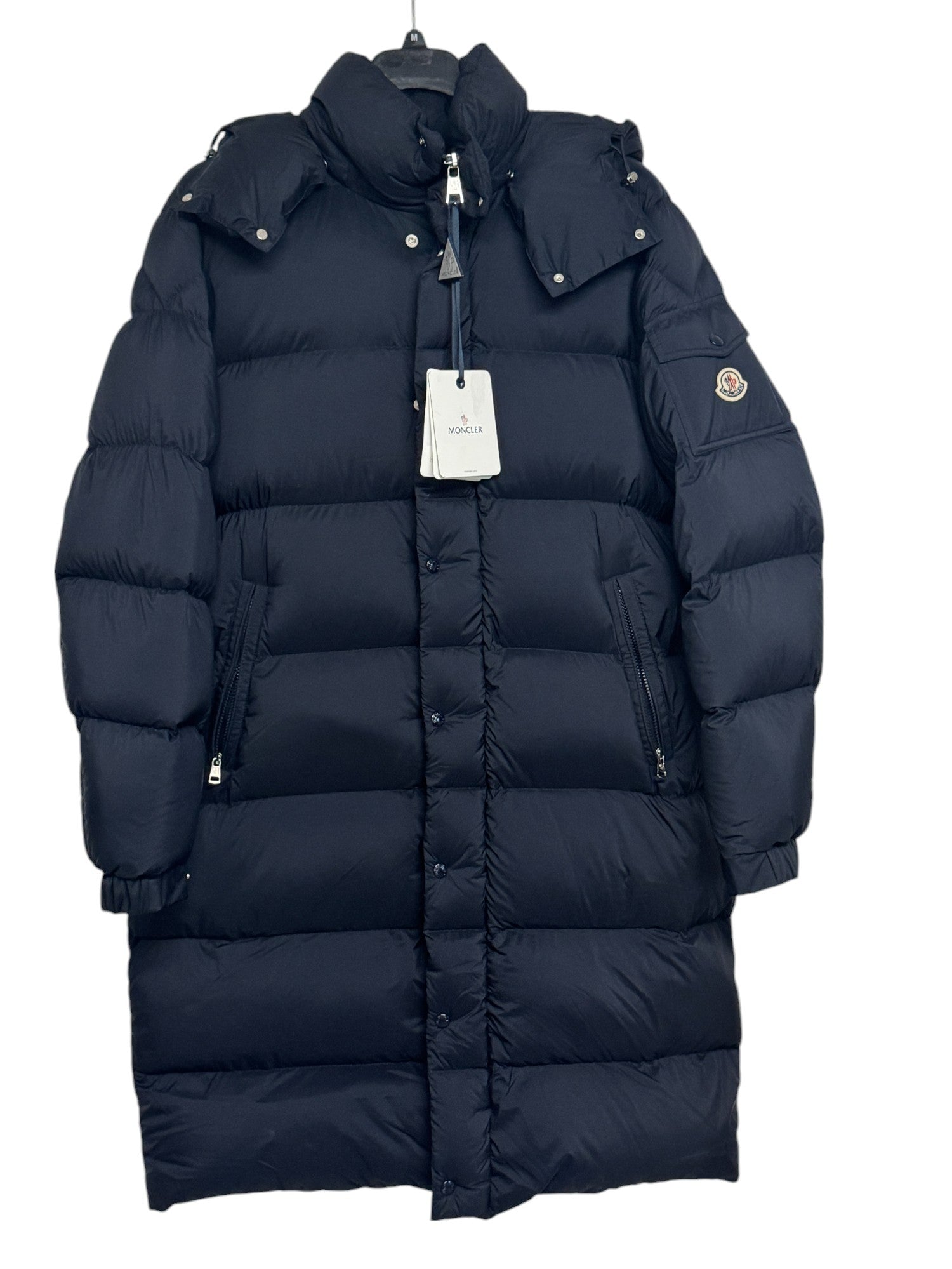 Moncler Mens Hanoverian Long Down Parka Coat Size 6 / 3XL Dark Blue