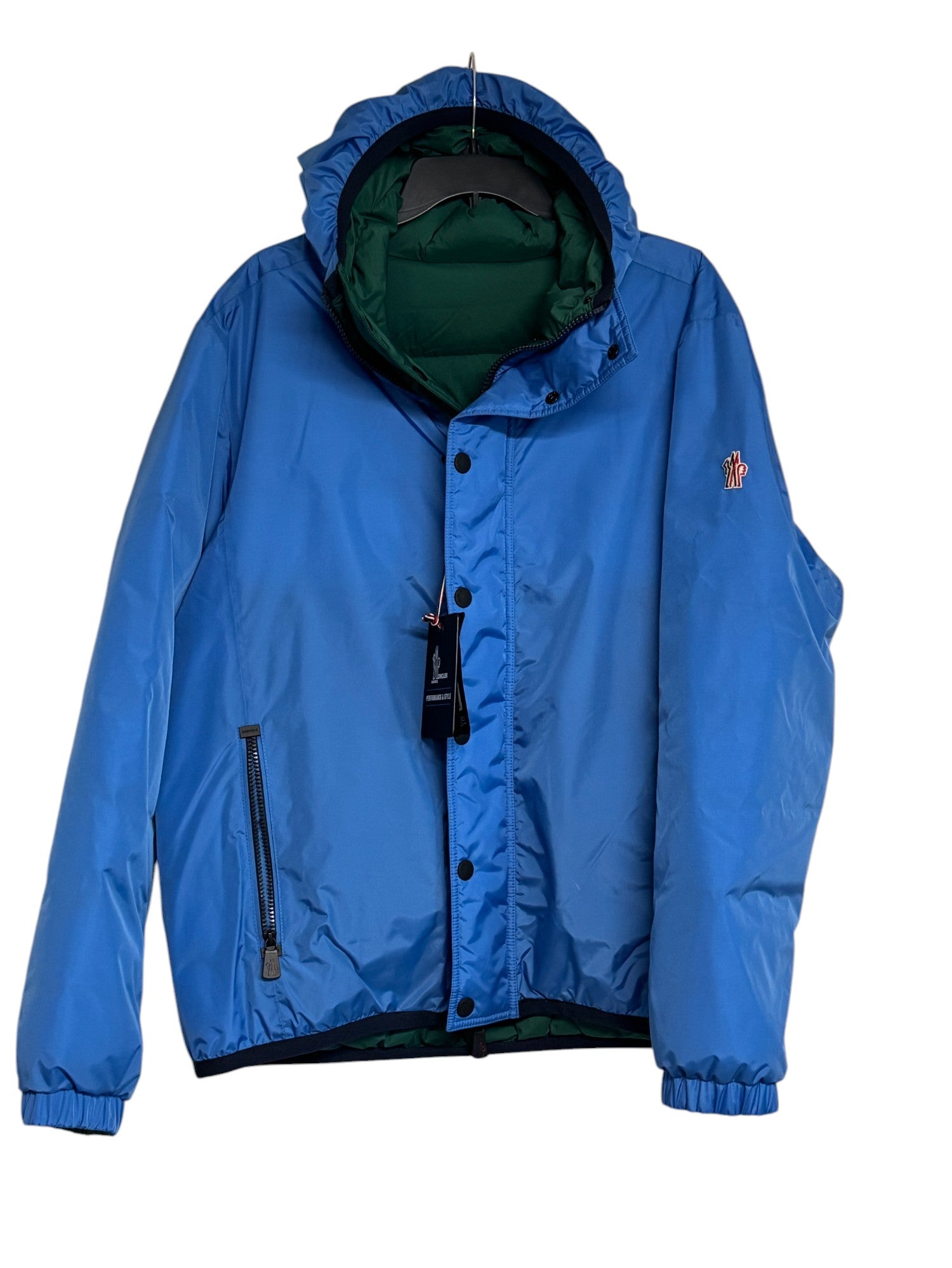 Moncler Mens Rosiere Reversible Padded Jacket Coat Size 4 / XL Blue - Green