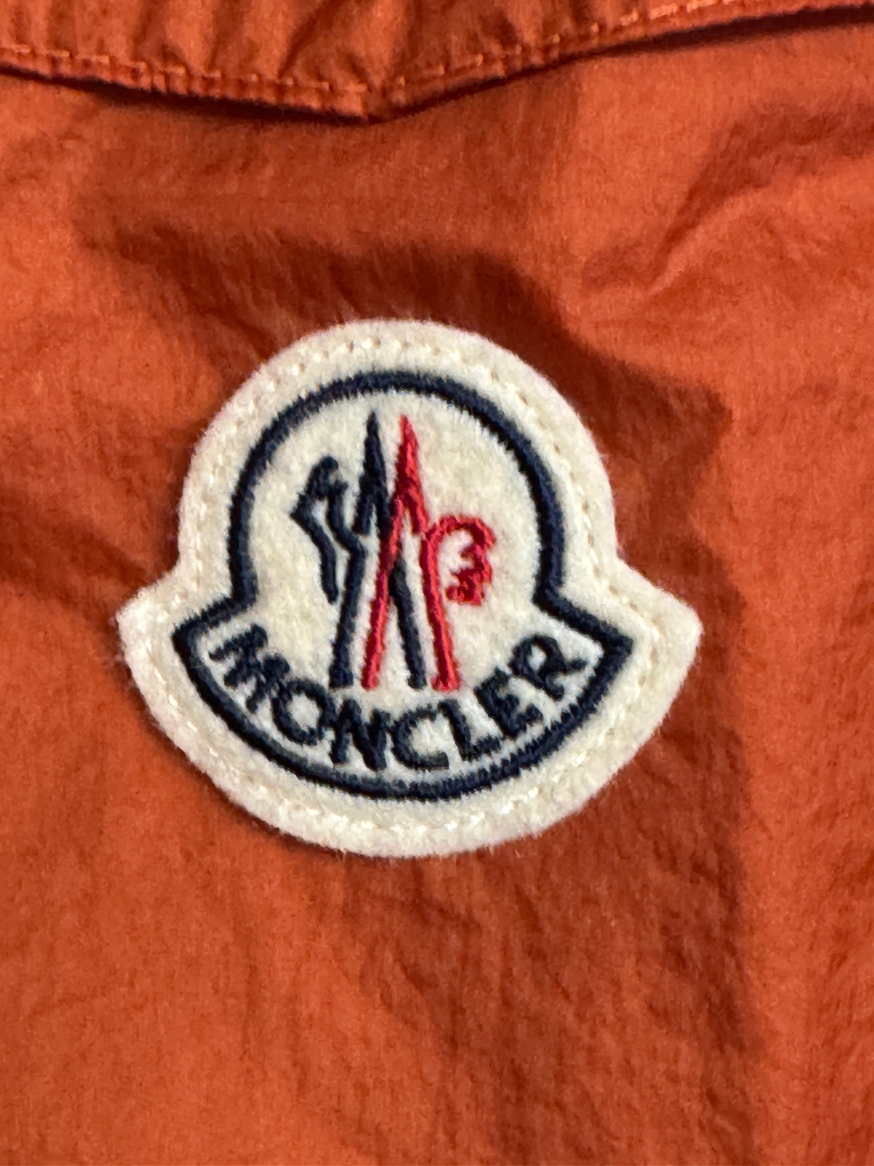 Moncler Mens Logo Shell Hooded Windbreaker Jacket Size XL / 4 Orange