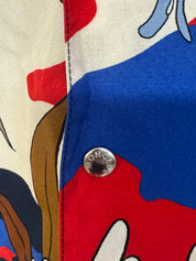 Moncler Mens Tropical Print Short Sleeve Camp Shirt XXL Red Blue Hawaiian