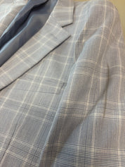 Alfani Mens Slim fit Suit Jacket Blazer 36 R Light Blue Plaid Stretch