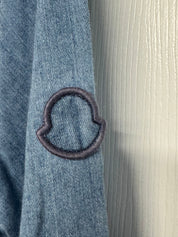 Moncler Mens Chambray Long Sleeve Snap Up Logo Shirt Large Blue Denim