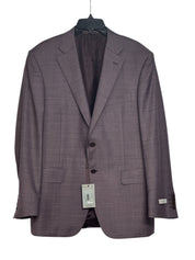 Canali Siena Sharkskin Classic Fit 2 Piece Suit EU 56 US 46R / 38W Purple Wool