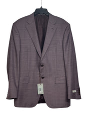 Canali Siena Sharkskin Classic Fit 2 Piece Suit EU 50 US 40R / 34W Purple Wool