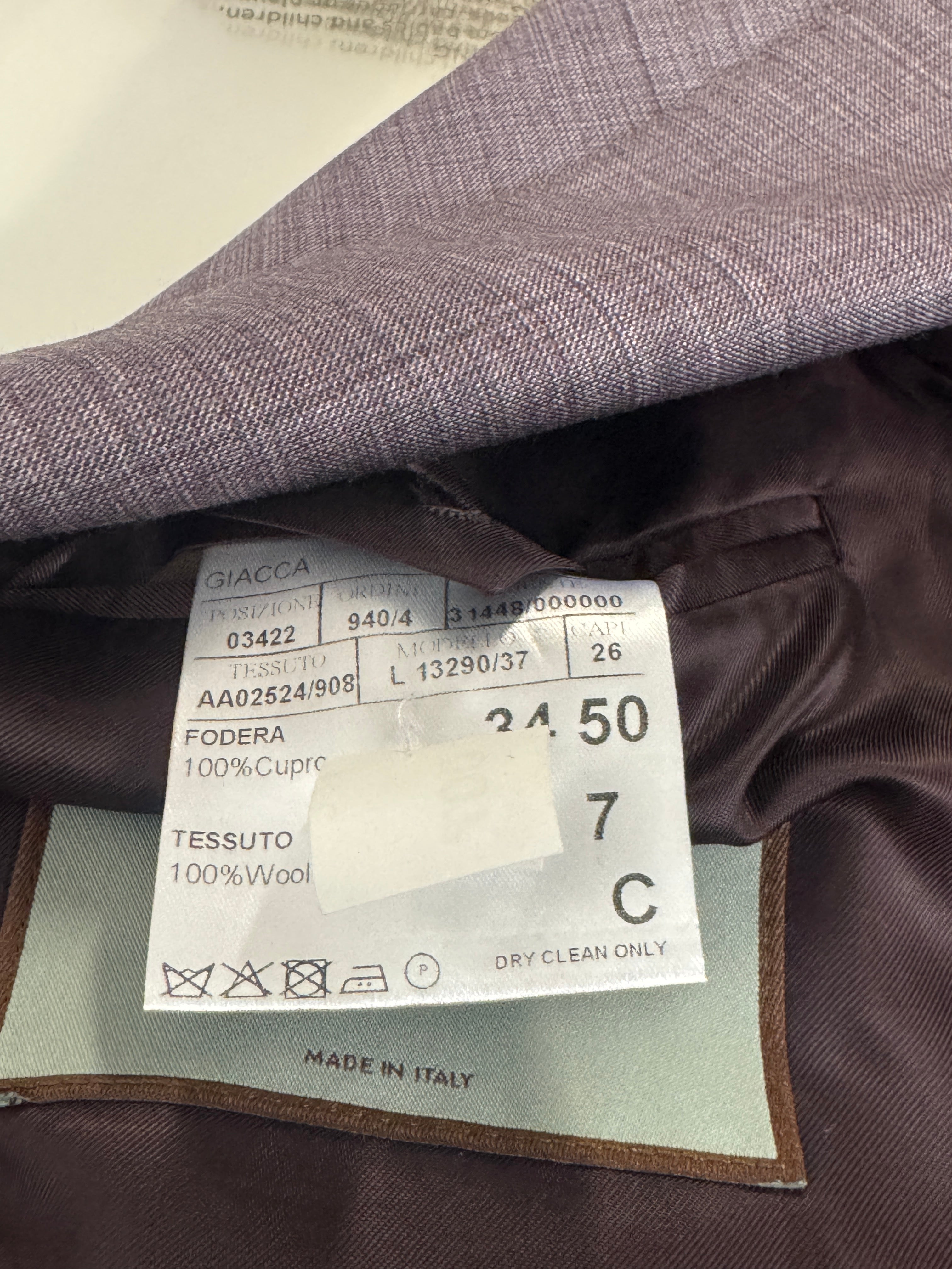 Canali Siena Sharkskin Classic Fit 2 Piece Suit EU 50 US 40S / 34W Purple Wool