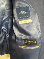 Hart Schaffner Marx New York Stripe Regular Fit Suit 48R / 43W Blue Flat Pant