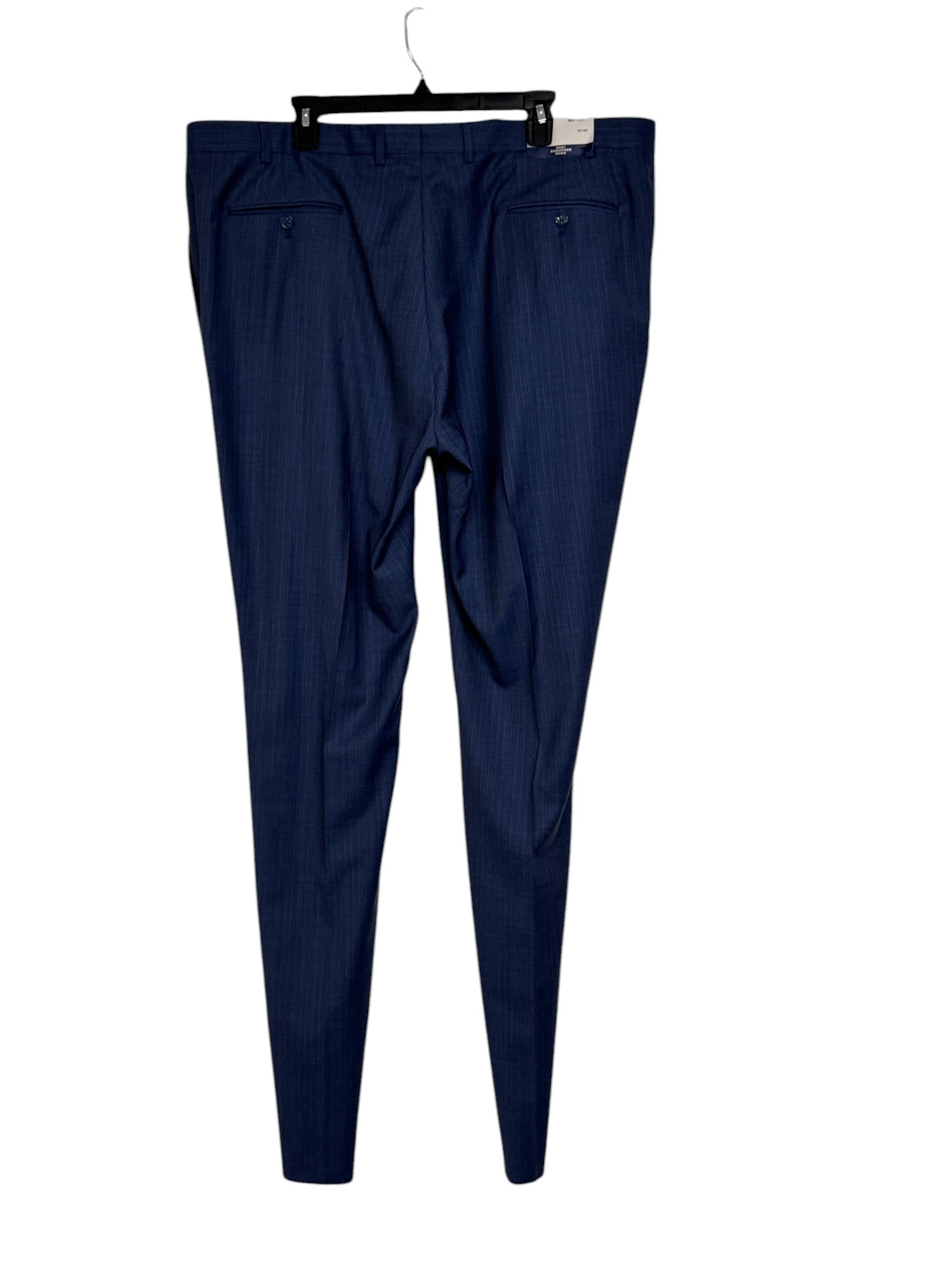 Hart Schaffner Marx New York Stripe Regular Fit Suit 48R / 43W Blue Flat Pant