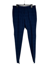 HUGO BOSS Huge 2-Pc. Slim Fit Windowpane Suit 38S / 32W Blue Plaid Flat Pant