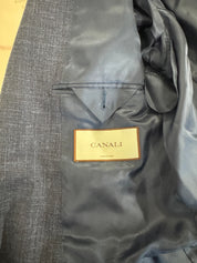 Canali Capri Wool & Linen Mélange Slim Fit Suit 42L / 36W Navy Blue Flat Pant