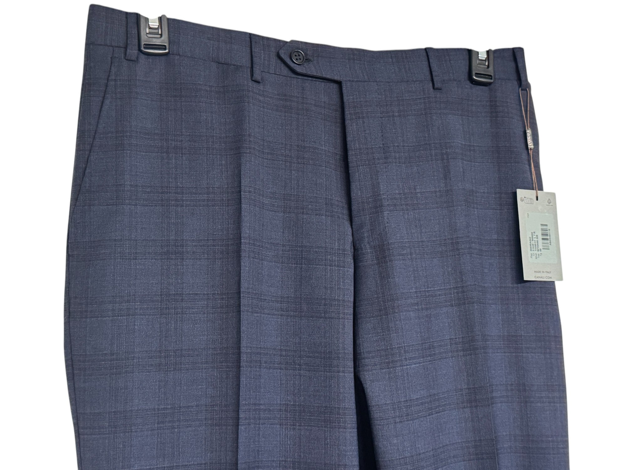 Canali Canali Siena Tonal Plaid Regular Fit Suit Dress Pants Size 34 Navy Blue