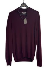 Canali Mens Quarter Zip 100% Cashmere Sweater EU 52 US 42 Burgundy Red
