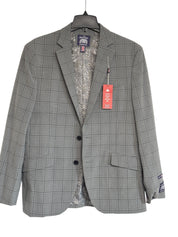 Saville Row Mens Slim fit Suit Jacket Blazer 46 R Grey Plaid Stretch