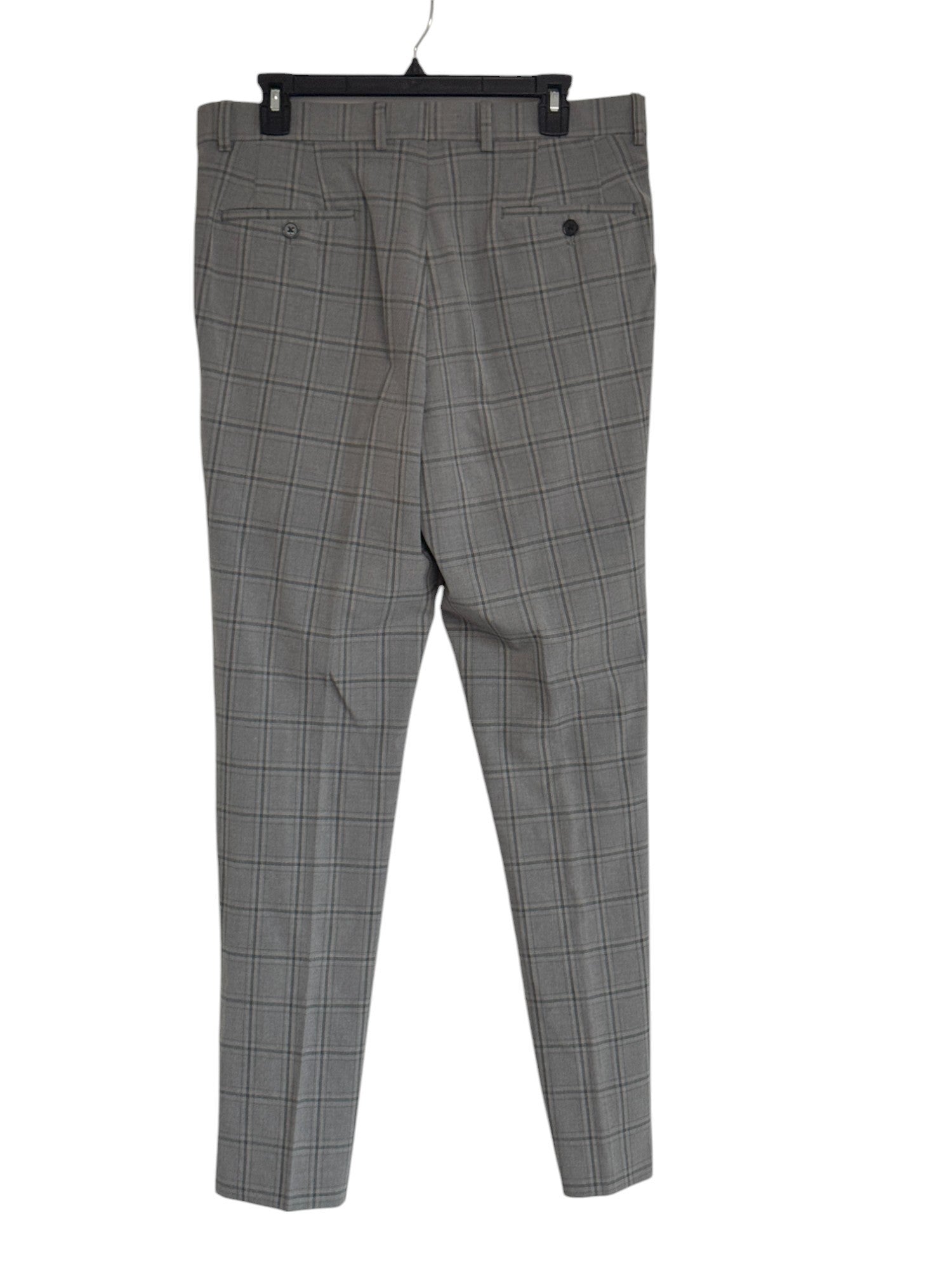 Saville Row Mens Slim fit 2 Piece Suit 40 R / 34 x 32 Grey Plaid Stretch