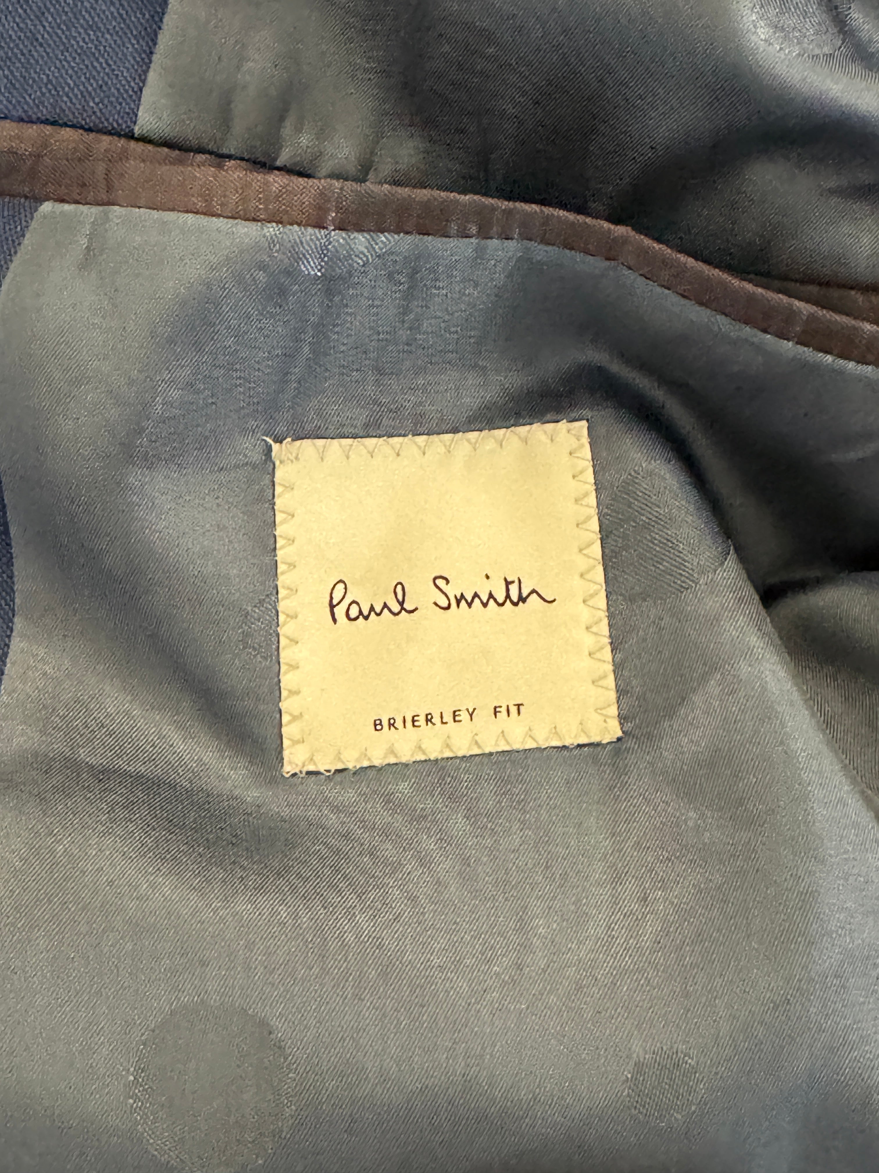 Paul Smith Brierley Sharkskin Tailored Fit Suit Jacket Blazer 42R Blue