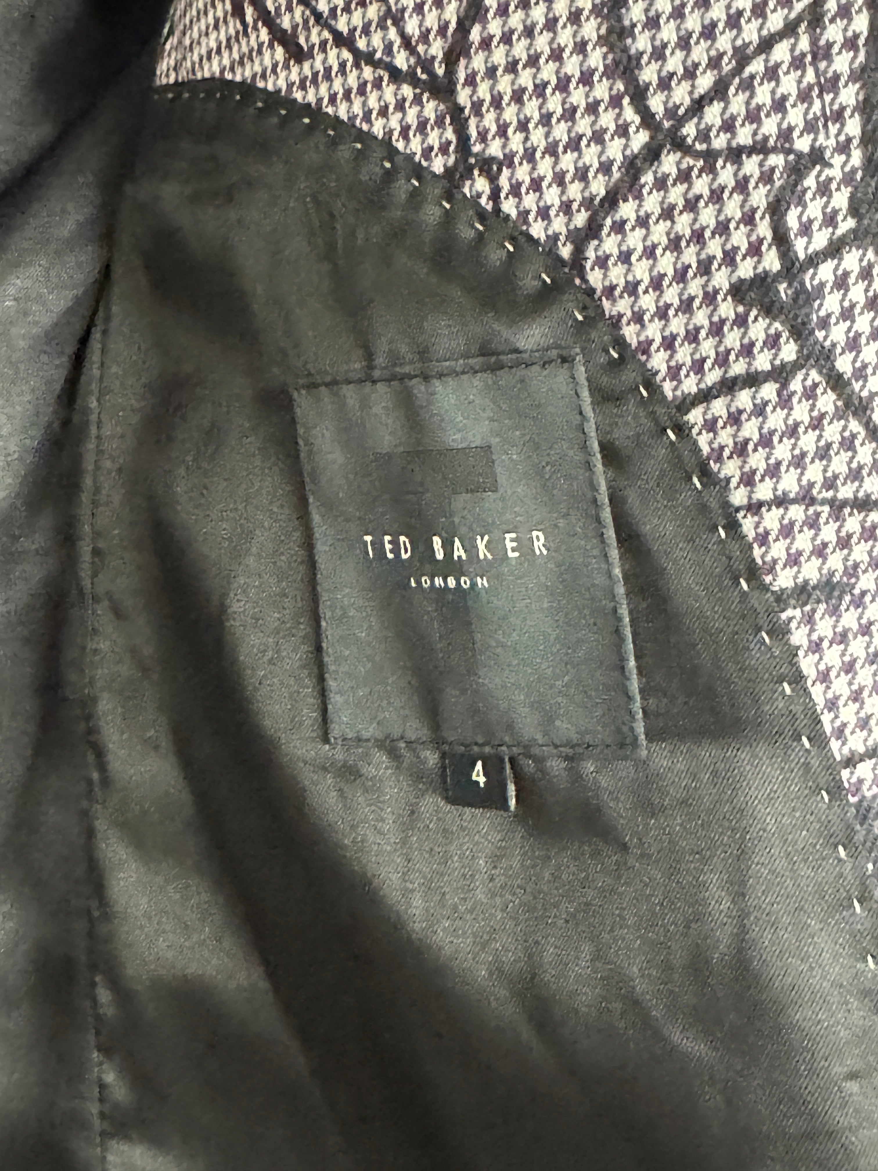 Ted Baker Mens Floral Print Slim Sport Coat Blazer Size 4 / Large Light Purple
