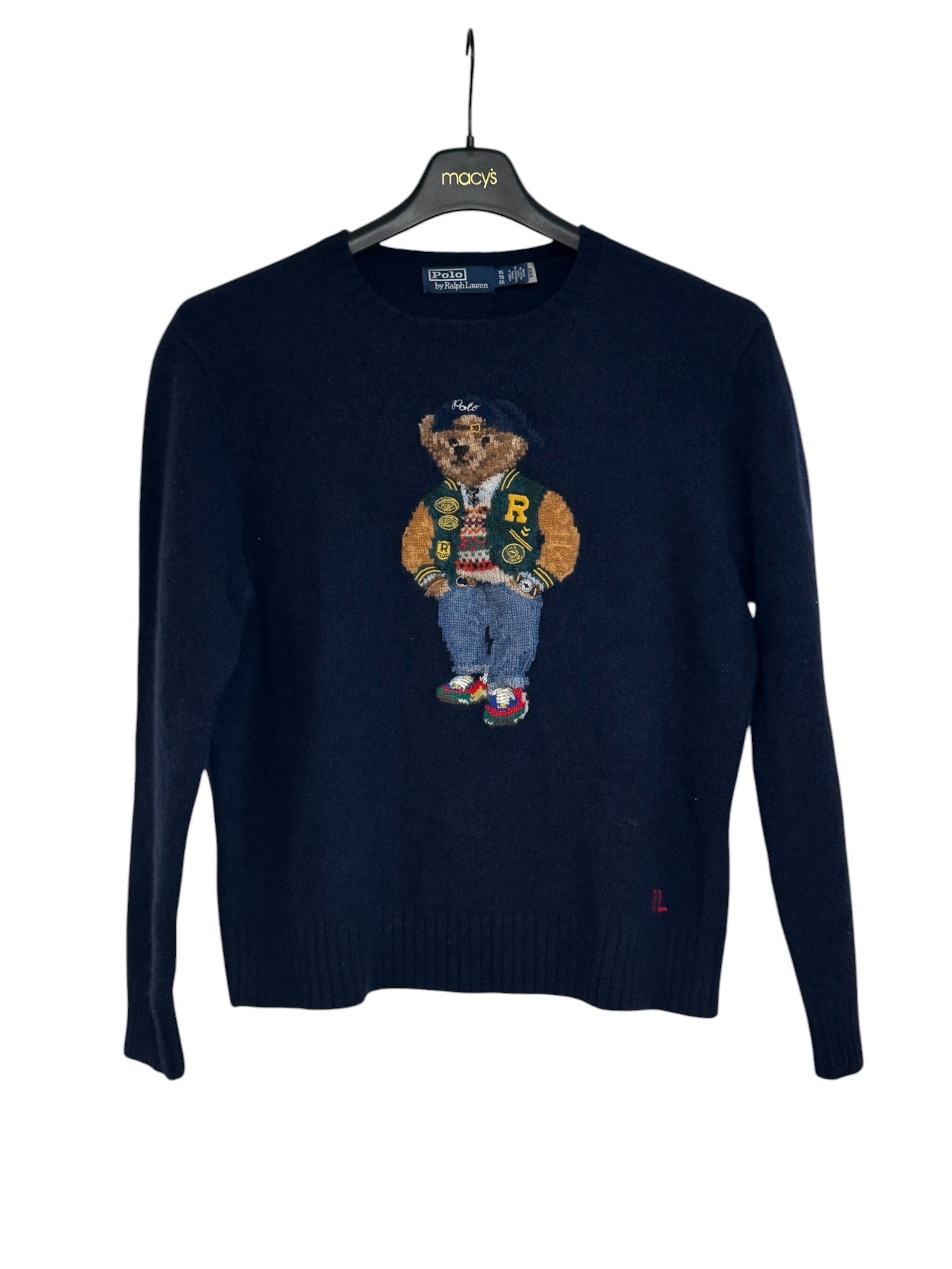 Polo Ralph Lauren Mens Polo Bear Intarsia Sweater Size XL Navy Blue