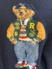 Polo Ralph Lauren Mens Polo Bear Intarsia Sweater Size XL Navy Blue