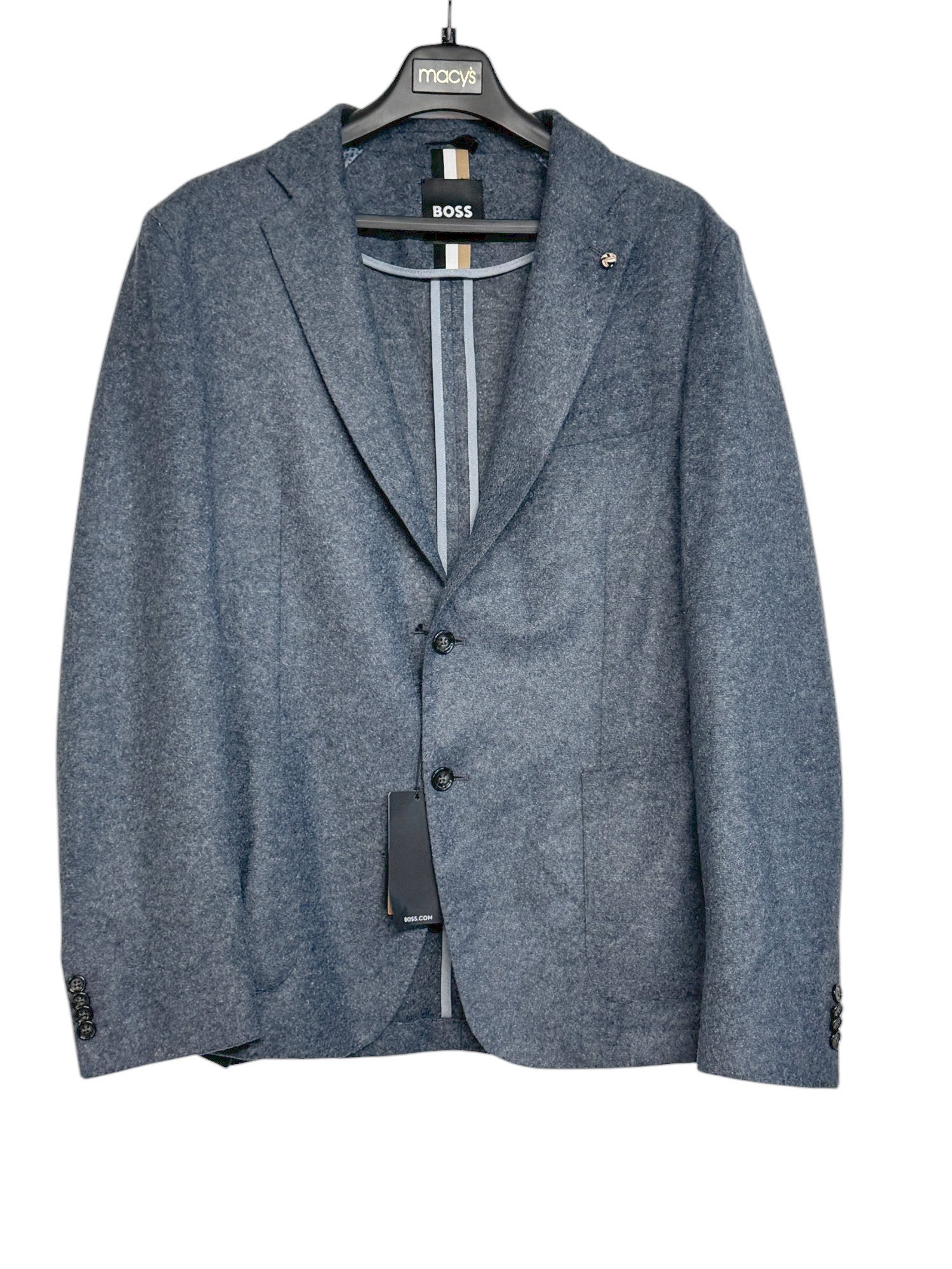 HUGO  BOSS Hanry Flannel Jersey Slim Fit Sport Coat Blazer 40R Blue Wool