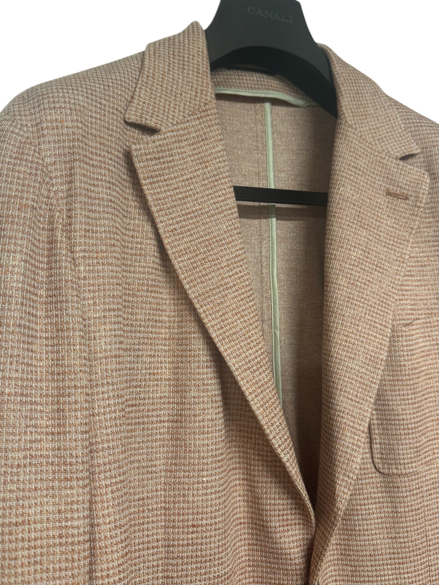 Canali Mens Unconstructed Jersey Sport Coat EU 58 US 48R Orange Cotton Linen