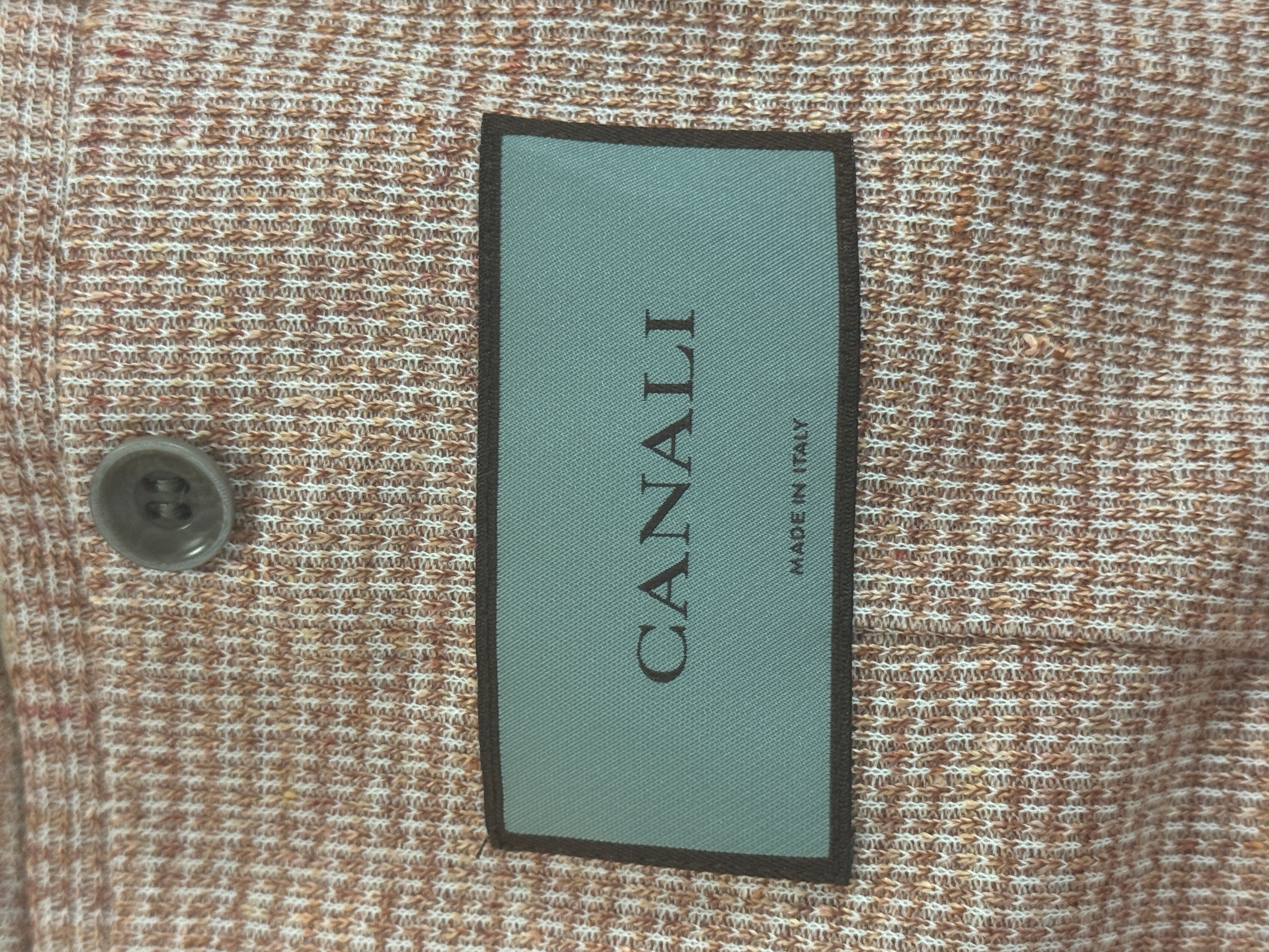 Canali Mens Unconstructed Jersey Sport Coat EU 58 US 48R Orange Cotton Linen