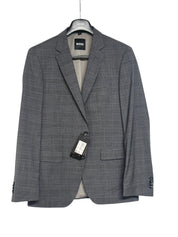 Hugo Boss Mens Plaid Slim Fit Stretch Wool Suit 40R / 34W Grey Blue Plaid