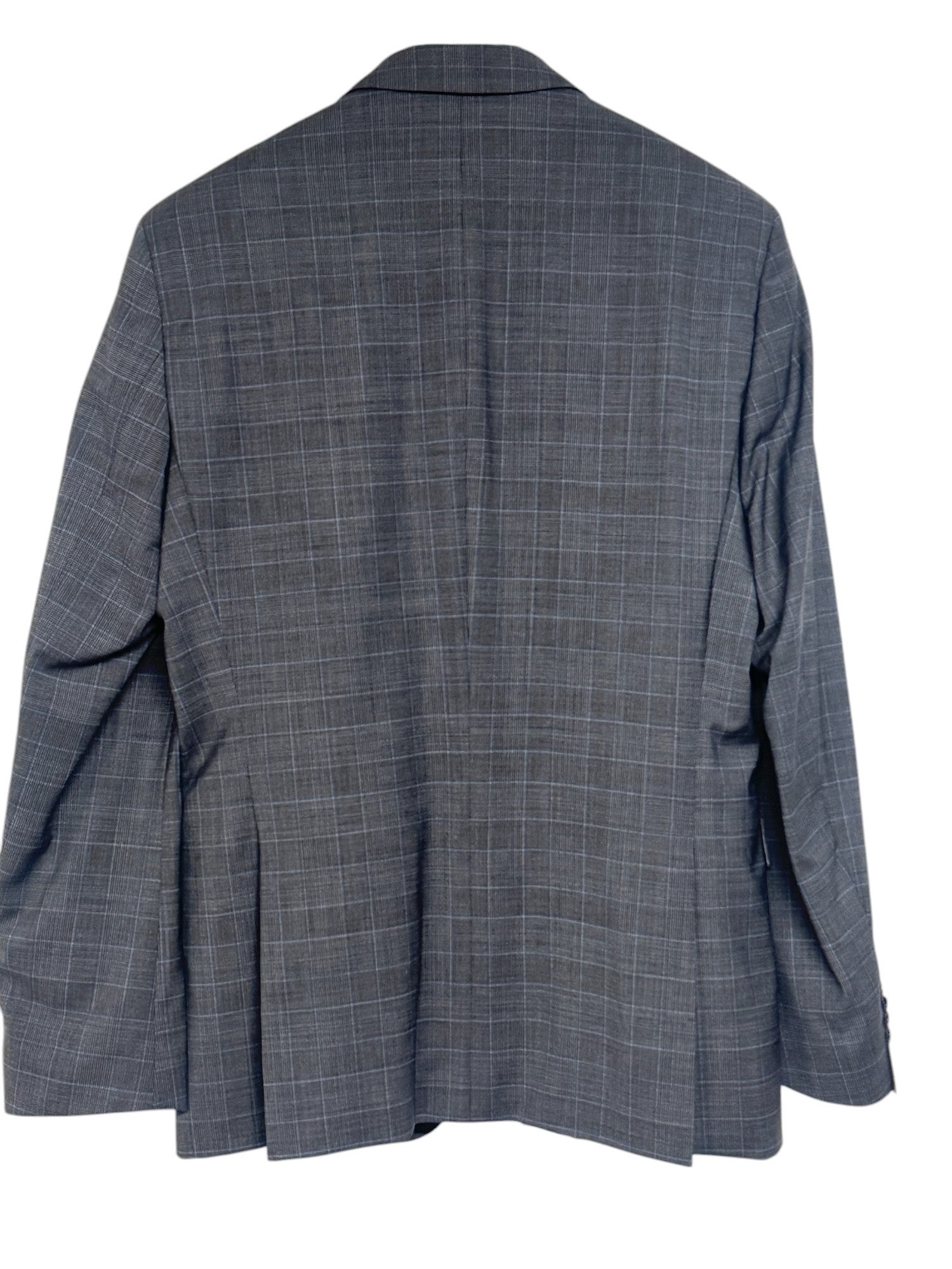 Hugo Boss Mens Plaid Slim Fit Stretch Wool Suit 40R / 34W Grey Blue Plaid