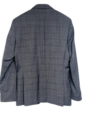Hugo Boss Mens Plaid Slim Fit Stretch Wool Suit 40R / 34W Grey Blue Plaid