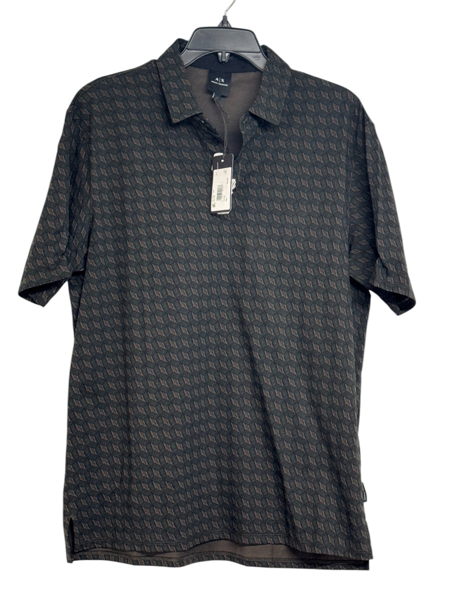 AX Armani Exchange Mens Short Sleeve 3D Logo Print Polo Shirt Large Black