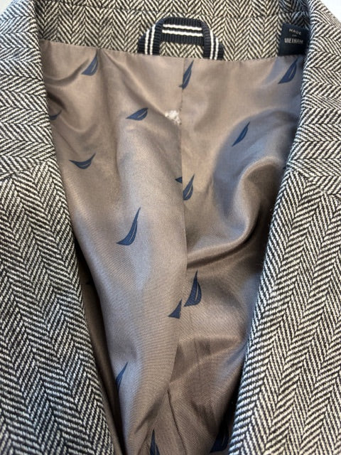 Nautica Mens Modern fit Sport Coat Blazer 44 R Charcoal Grey Herringbone