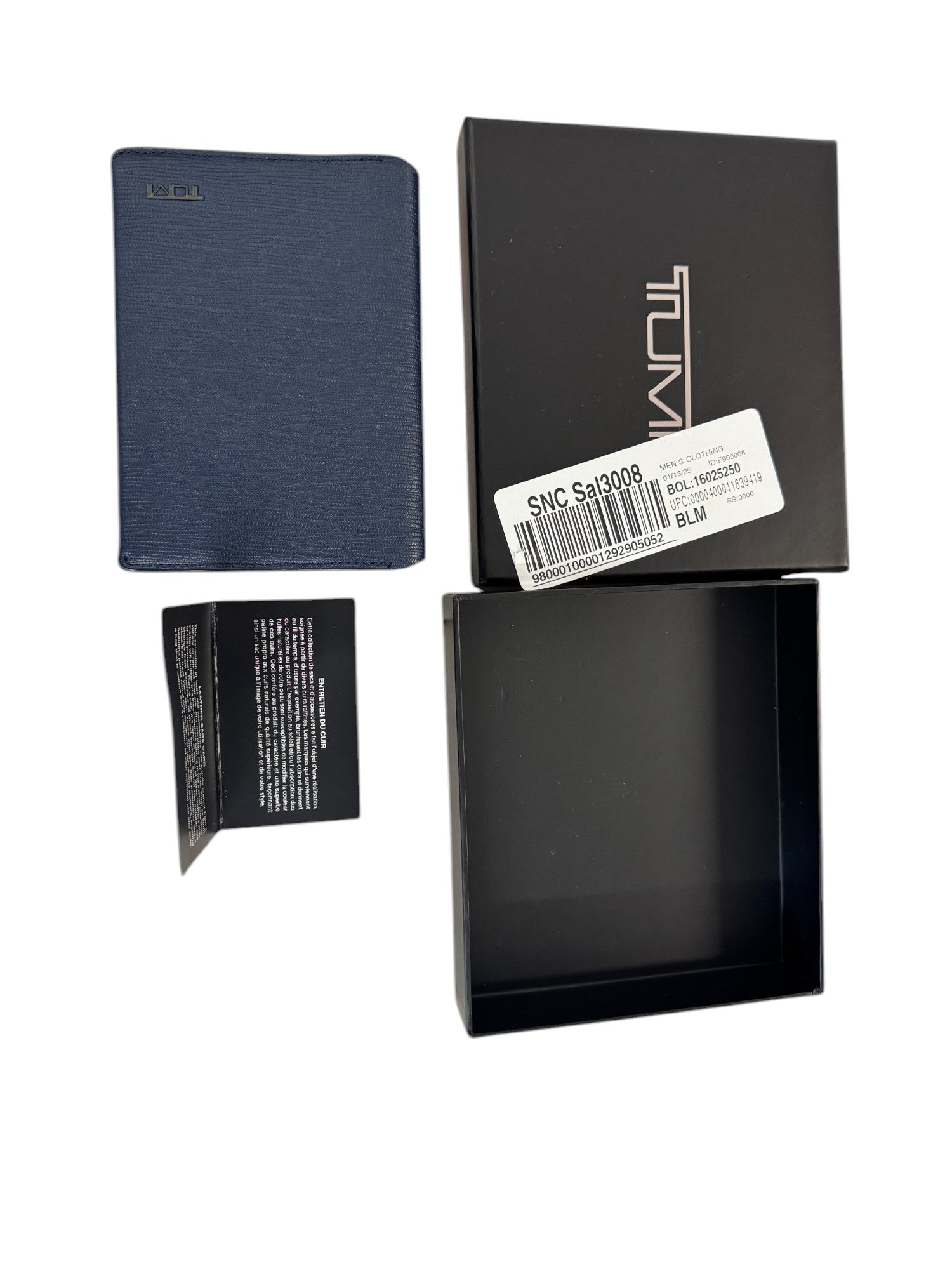 Tumi Province SLG Passport Case Wallet Leather Blue