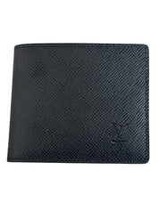 Louis Vuitton Black Bi-Fold Leather Wallet Made in France