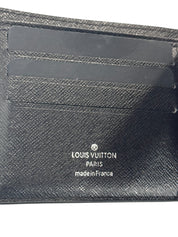 Louis Vuitton Black Bi-Fold Leather Wallet Made in France
