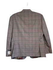 Tayion Collection Mens Classic fit Suit Jacket Blazer 42 L Grey Plaid