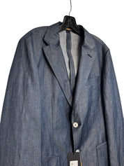 Hugo Boss Hesten Slim Fit Blazer Sport Coat 40R Dark Blue Wool Linen Blend