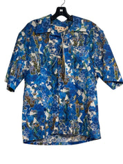 Marni Mens Hawaiian Poplin Short Sleeve Button Up Shirt EU 46 US Small Bluee