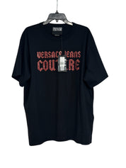 Versace Jeans Mens Couture Logo Tee Shirt Size XXL Black / Red Lettering