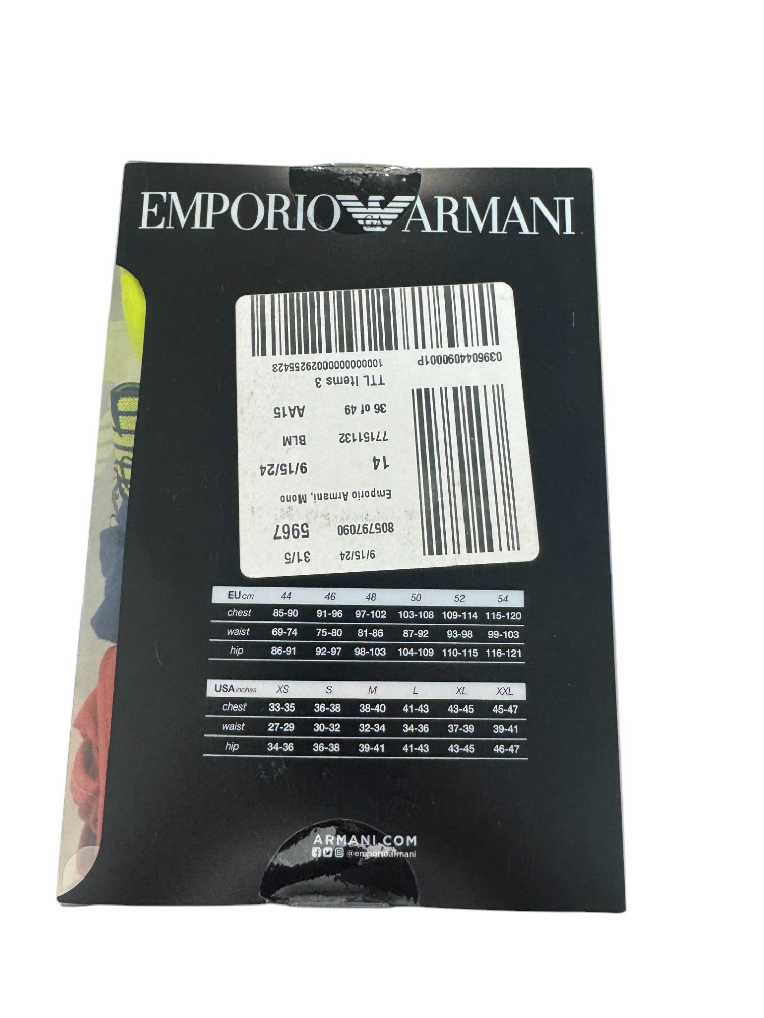 Emporio Armani Monogram Knit Trunks Underwear Large 3 Pk.