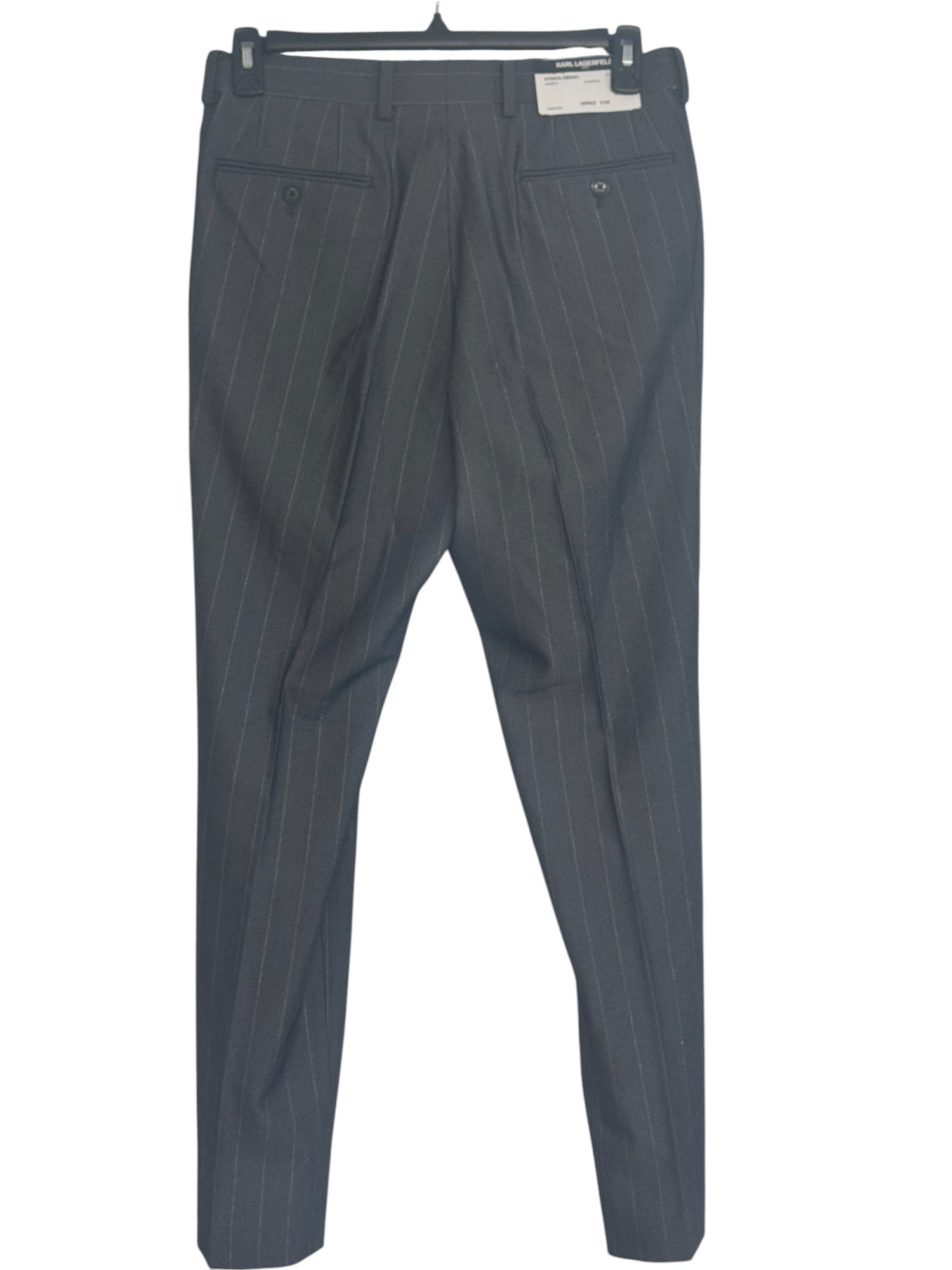 Karl Lagerfeld Mens Modern fit 2 Piece Suit 44 R / 37 Waist Grey Striped Stretch