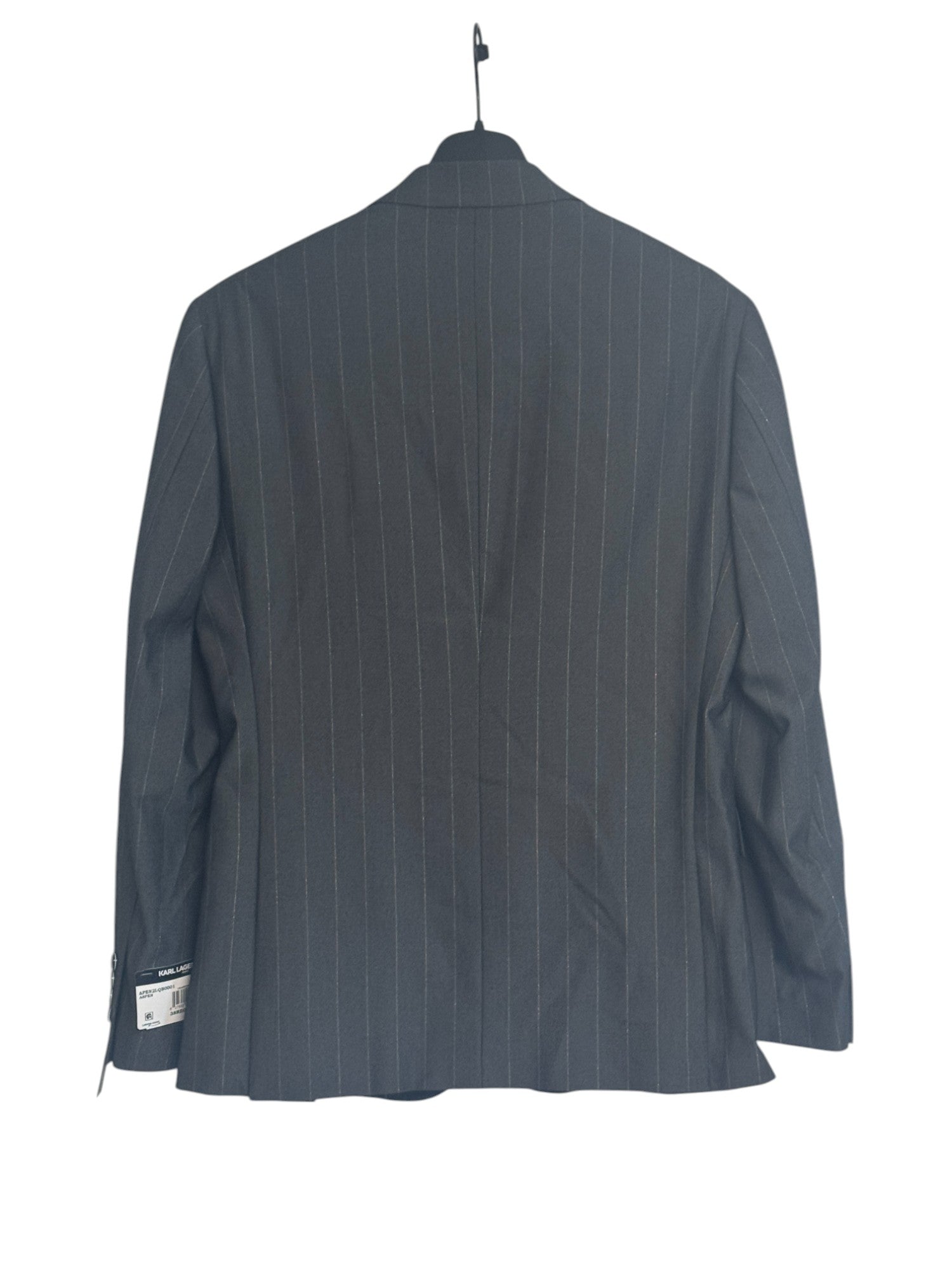 Karl Lagerfeld Mens Modern fit 2 Piece Suit 38 R / 31 Waist Grey Striped Stretch